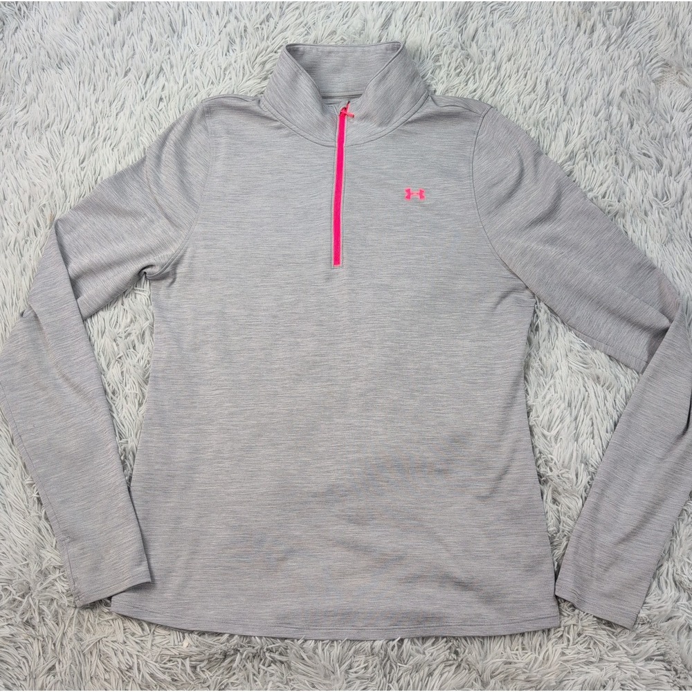 Under Armour Sweatshirt Womens L Gray Semi Fitted Athletic Half Zip Lightweight